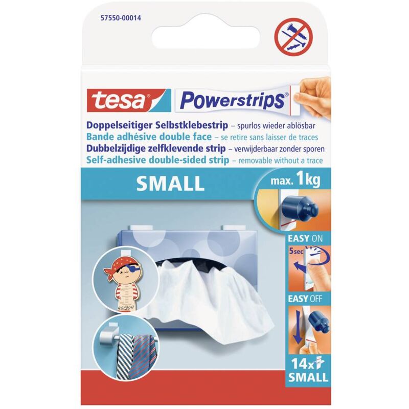 foto del prodotto tesa powerstrips small nastro biadesivo bianco contenuto 14 pz.