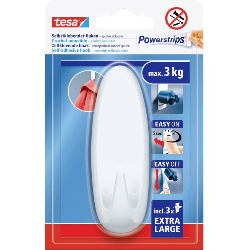 foto del prodotto tesa powerstrips xl gancio adesivo ovale bianco contenuto 1 pz.