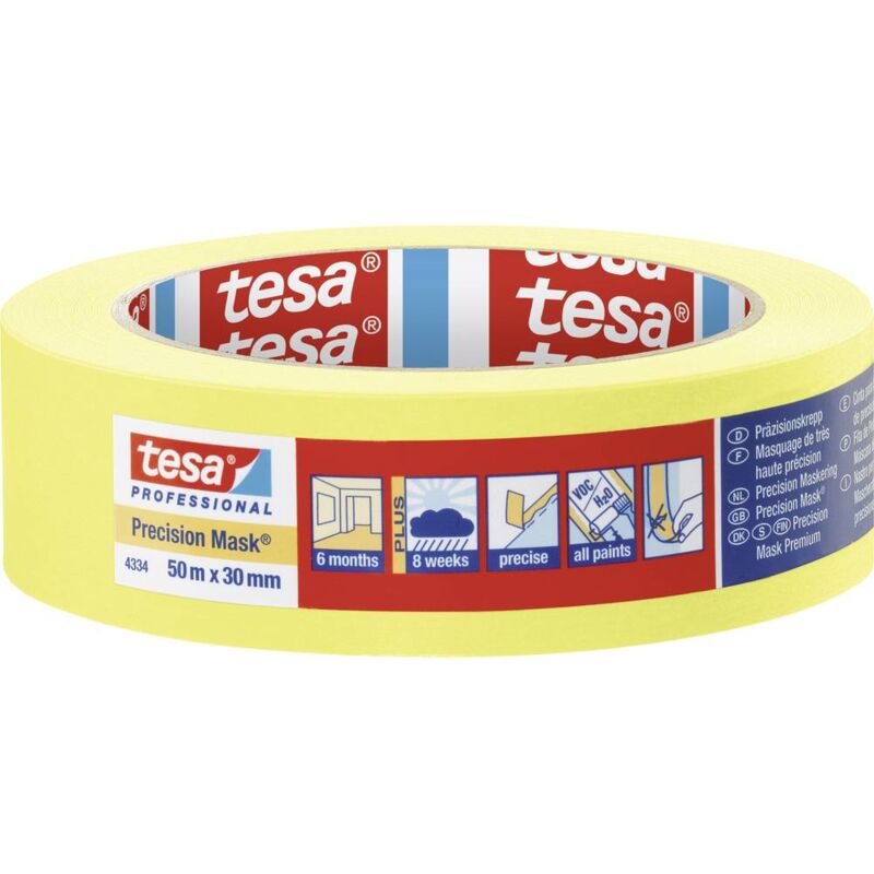 foto del prodotto tesa precision 04334 00002 00 nastro crespato pr zisionskrepp giallo l x l 50 m x 30 mm 1 pz.