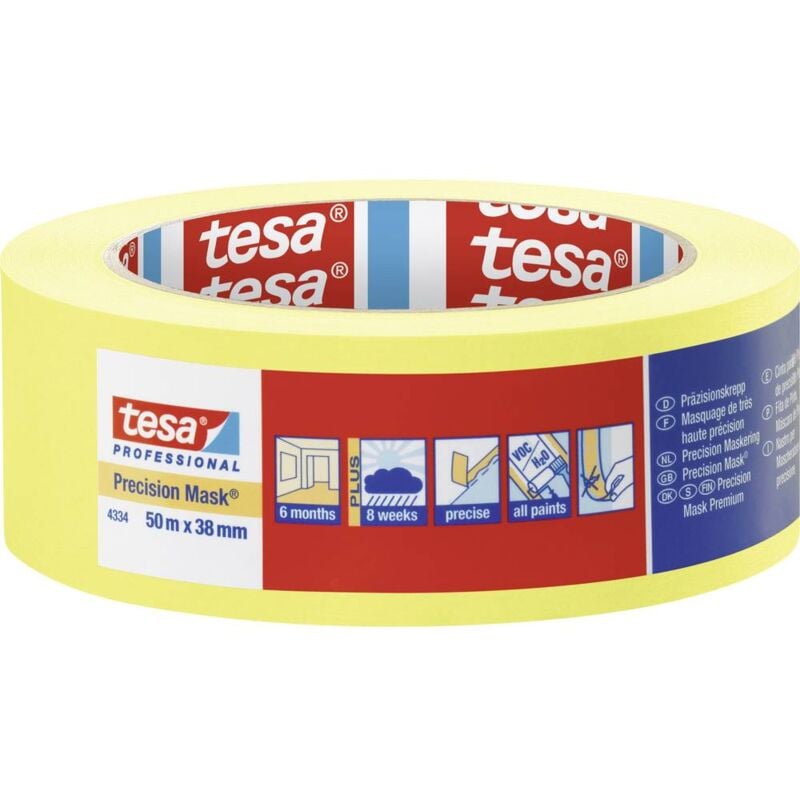 foto del prodotto tesa precision 04334 00003 00 nastro crespato pr zisionskrepp giallo l x l 50 m x 38 mm 1 pz.