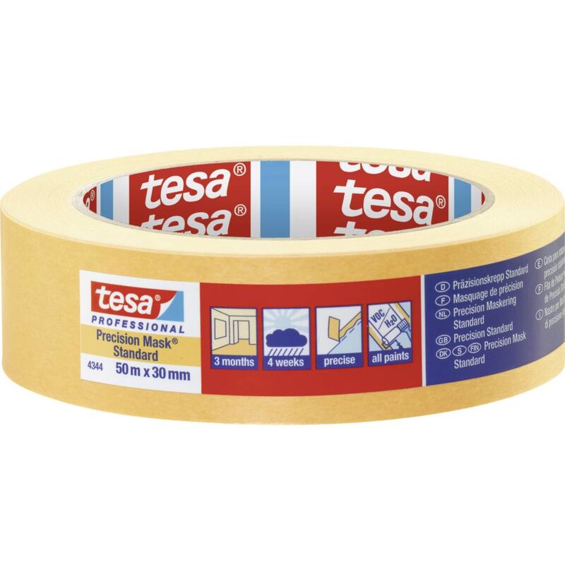 foto del prodotto tesa precision standard 04344 00002 00 nastro crespato pr zisionskrepp giallo l x l 50 m x 30 mm 1 pz.