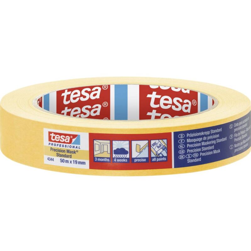foto del prodotto tesa precision standard 04344 00004 00 nastro crespato pr zisionskrepp giallo l x l 50 m x 19 mm 1 pz.