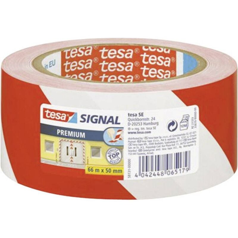 foto del prodotto tesa premium 58131 00000 01 nastro adesivo per segnalazioni signal rosso, bianco l x l 66 m x 50 mm 1 pz.