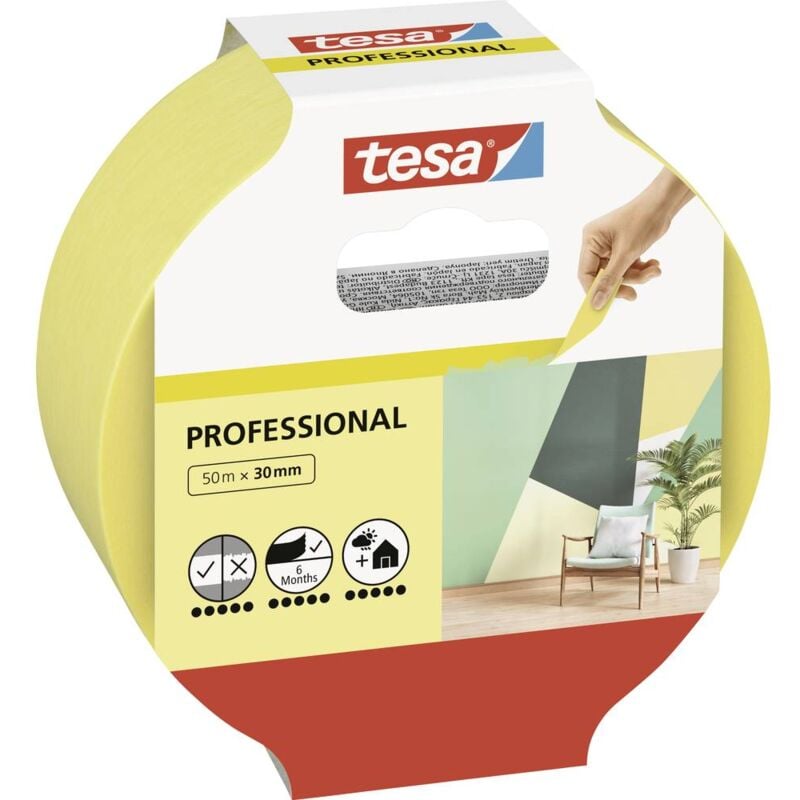 foto del prodotto tesa professional 56299 00000 00 nastro di mascheratura per pittura giallo l x l 50 m x 30 mm 1 pz.