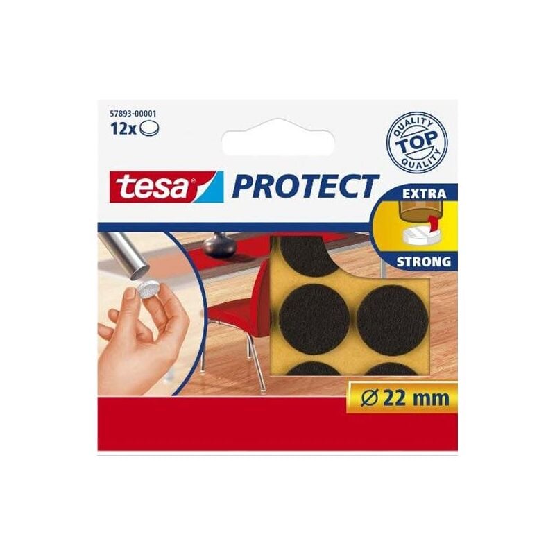 foto del prodotto tesa protezione in feltro antigraffio 22 mm diametro marrone blister 12u .