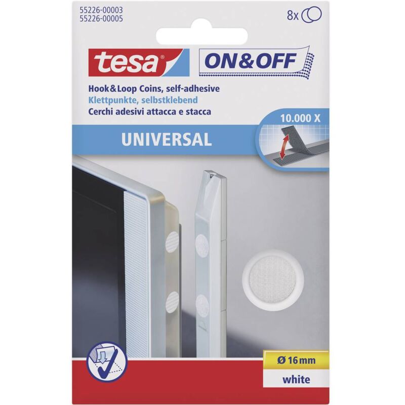 foto del prodotto tesa punti a strappo da incollare lato morbido e lato rigido 16 mm bianco on off 55226 03 00 8 paia
