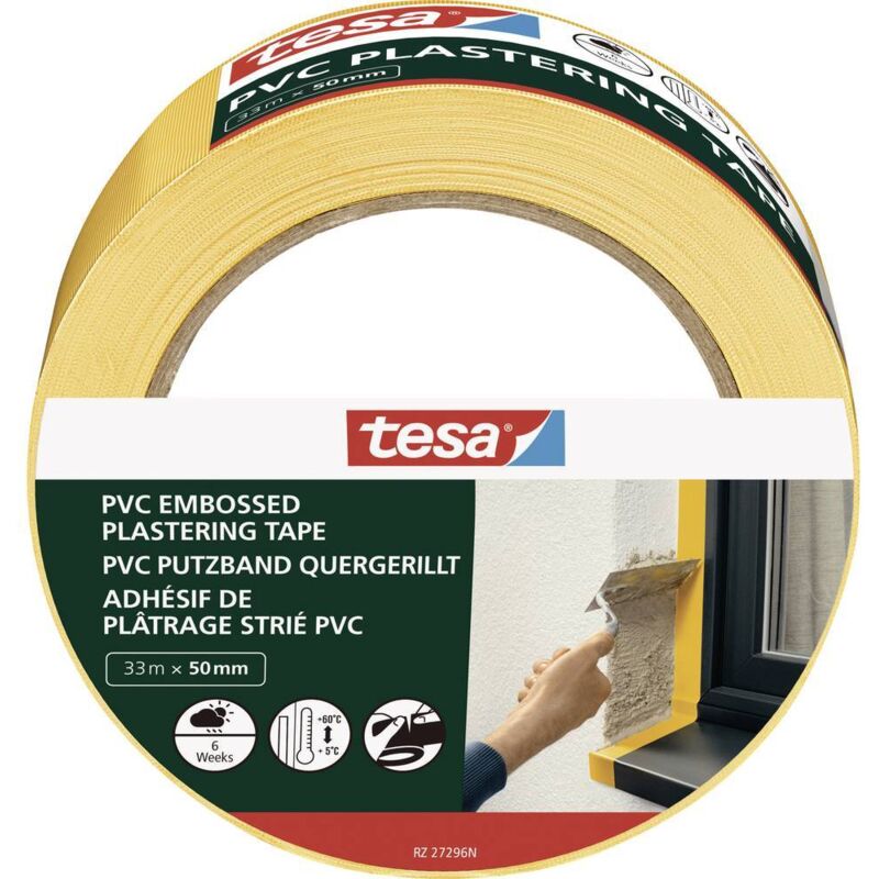foto del prodotto tesa pvc putzband 55486 00000 00 nastro goffrato giallo l x l 33 m x 50 mm 1 pz.