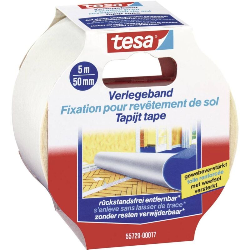 foto del prodotto tesa removable 55729 00017 11 nastro per posa pavimentazioni e tappeti trasparente l x l 5 m x 50 mm 1 pz.