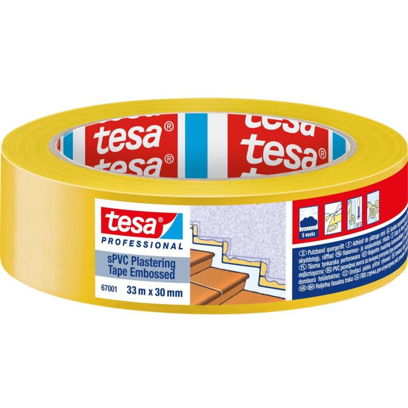 foto del prodotto tesa spvc embossed 67001 00000 00 nastro goffrato professional giallo l x l 33 m x 30 mm 1 pz.