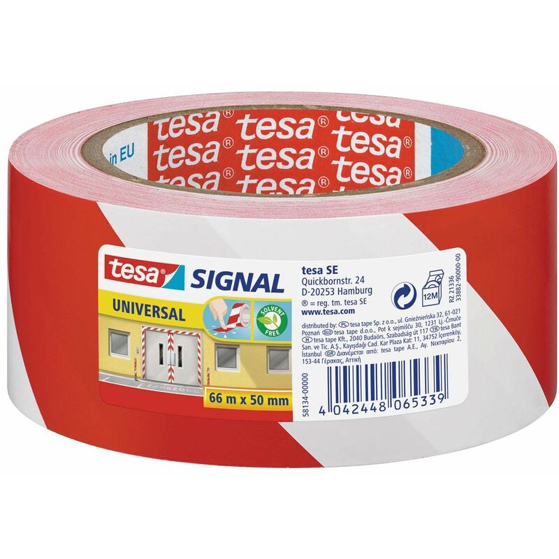 foto del prodotto tesa te58134 00000 00 nastro adesivo da segnalazione, bianco rosso