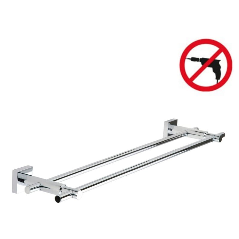 foto del prodotto tesa tesa hukk portasciugamani 2 barre fisse, metallo cromato, facile installazione senza foratura 40253 00000 00 