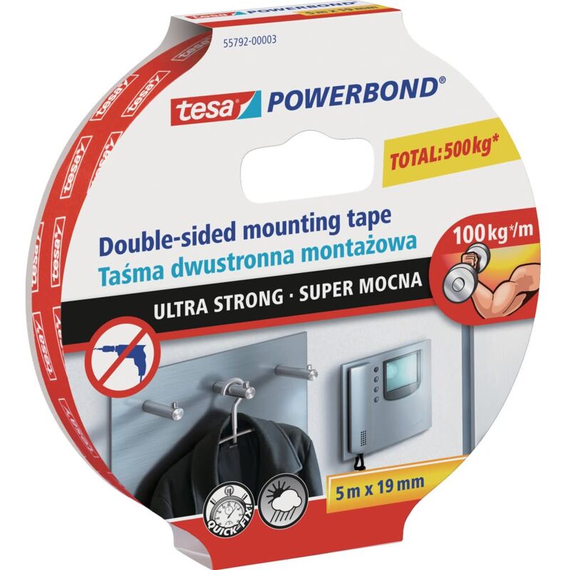 foto del prodotto tesa uk powerbond nastro biadesivo in schiuma ultra resistente, 5 m x 19 mm