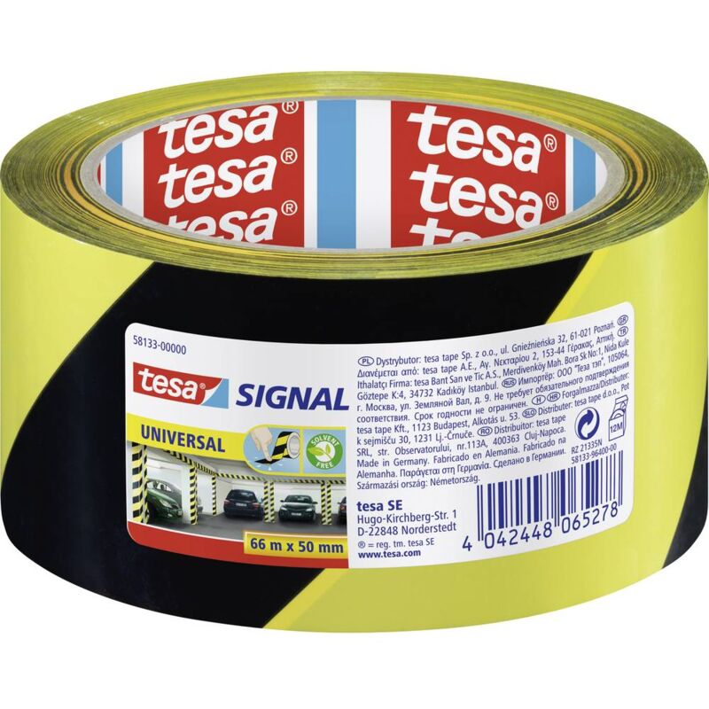 foto del prodotto tesa universal 58133 00000 00 nastro adesivo per segnalazioni signal giallo, nero l x l 66 m x 50 mm 1 pz.