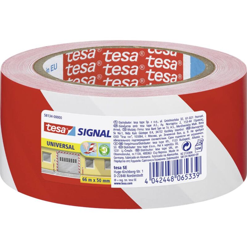 foto del prodotto tesa universal 58134 00000 00 nastro adesivo per segnalazioni signal rosso, bianco l x l 66 m x 50 mm 1 pz.