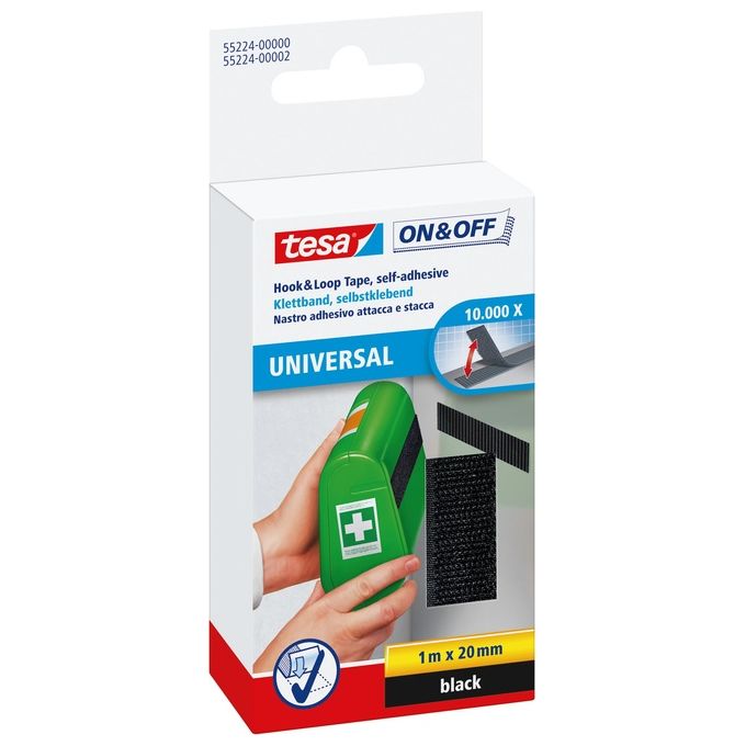 foto del prodotto tesa velcro adesivo rett. 1x20 nero 55224