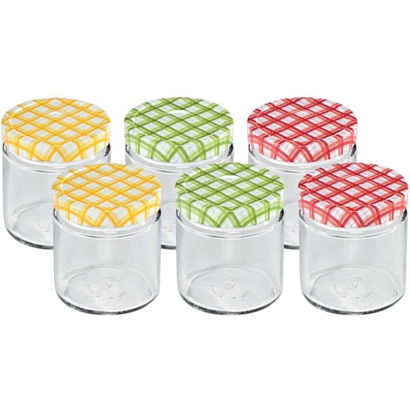 foto del prodotto tescoma 895112 della casa vasetto per conserve, vetro, trasparente tappo multicolore, 200 ml, 6 pezzi
