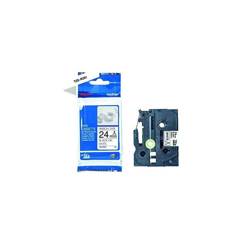 foto del prodotto tessile nastro per p touch h200, h100lb r, h105, e100 vp, d200 bw vp, d210 vp,cube, cube plus 24 mm de larghezza, 4 m de lunghezza , colore nero e