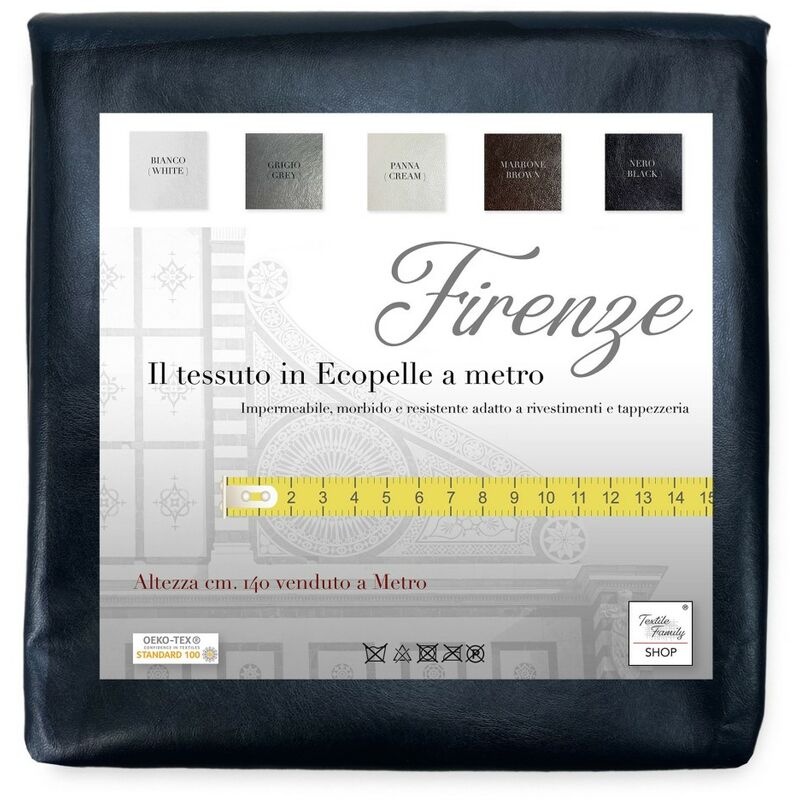 foto del prodotto tessuto a metro in finta pelle firenze simil pelle eco pelle altezza cm. 140 skai nero