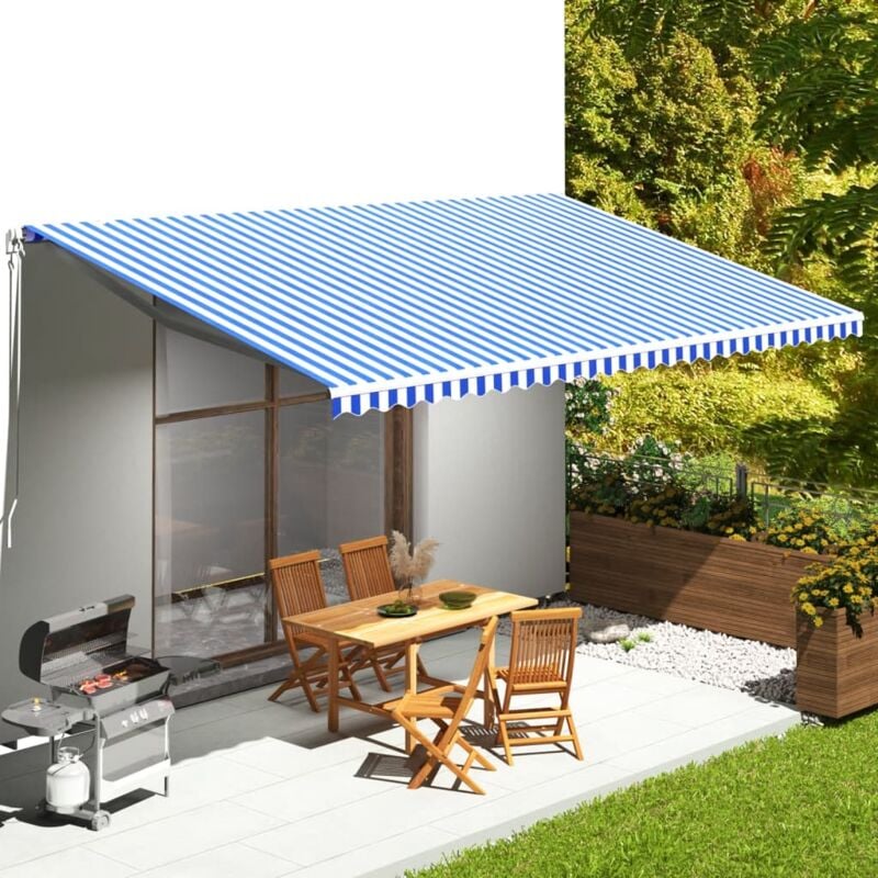 foto del prodotto tessuto di ricambio per tenda da sole blu e bianco 6x3,5 m vidaxl
