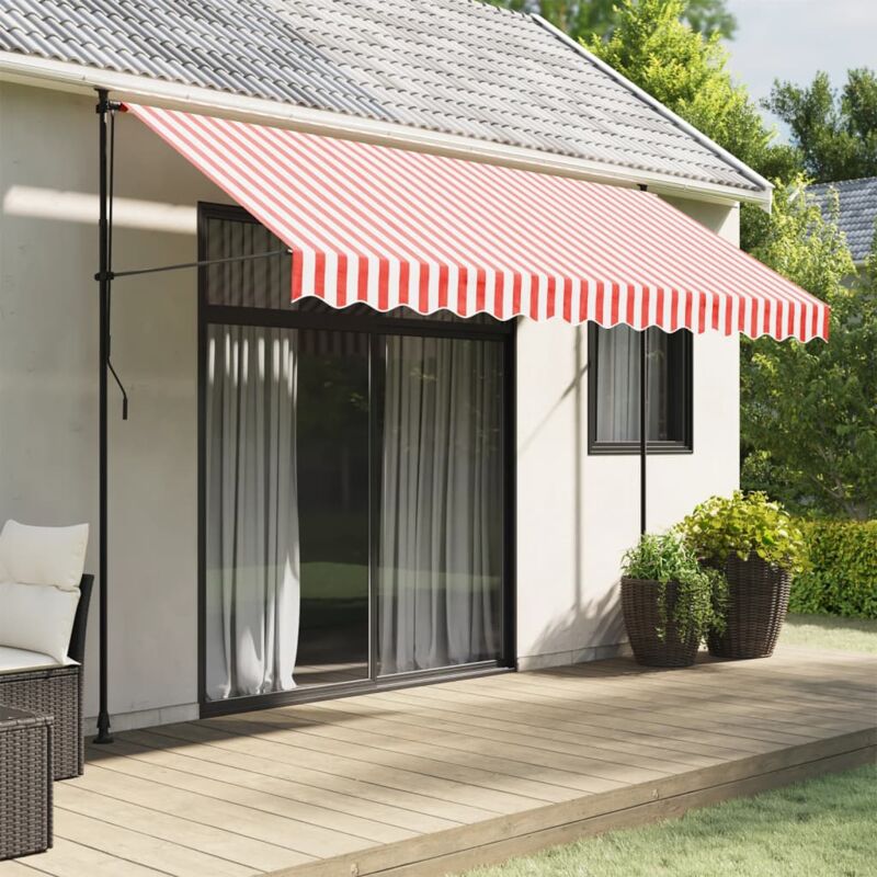 foto del prodotto tessuto di ricambio per tenda strisce rosse e bianche 3,5x2,5 m vidaxl
