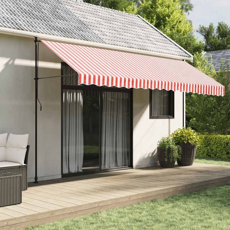 foto del prodotto tessuto di ricambio per tenda strisce rosse e bianche 4,5x3 m vidaxl