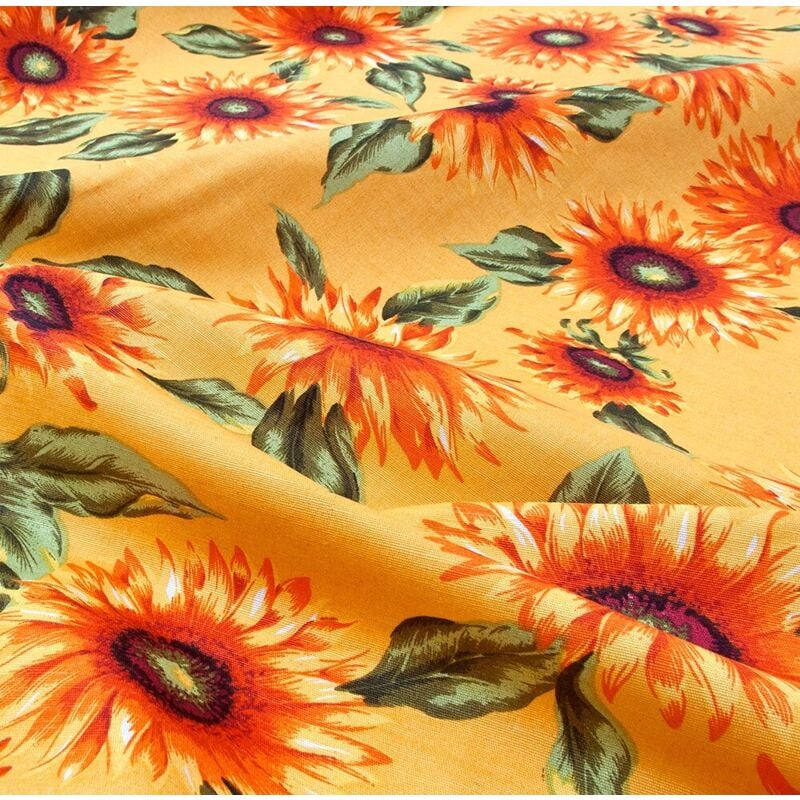 foto del prodotto tessuto stoffa girasoli cotone cucito arredo rivestimento foderare cuscini divani giallo 2,8x5 mt