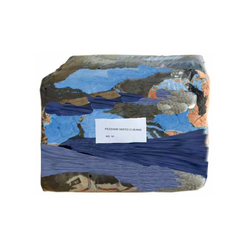 foto del prodotto tessuto straccio colorato misto c jeans kg 10