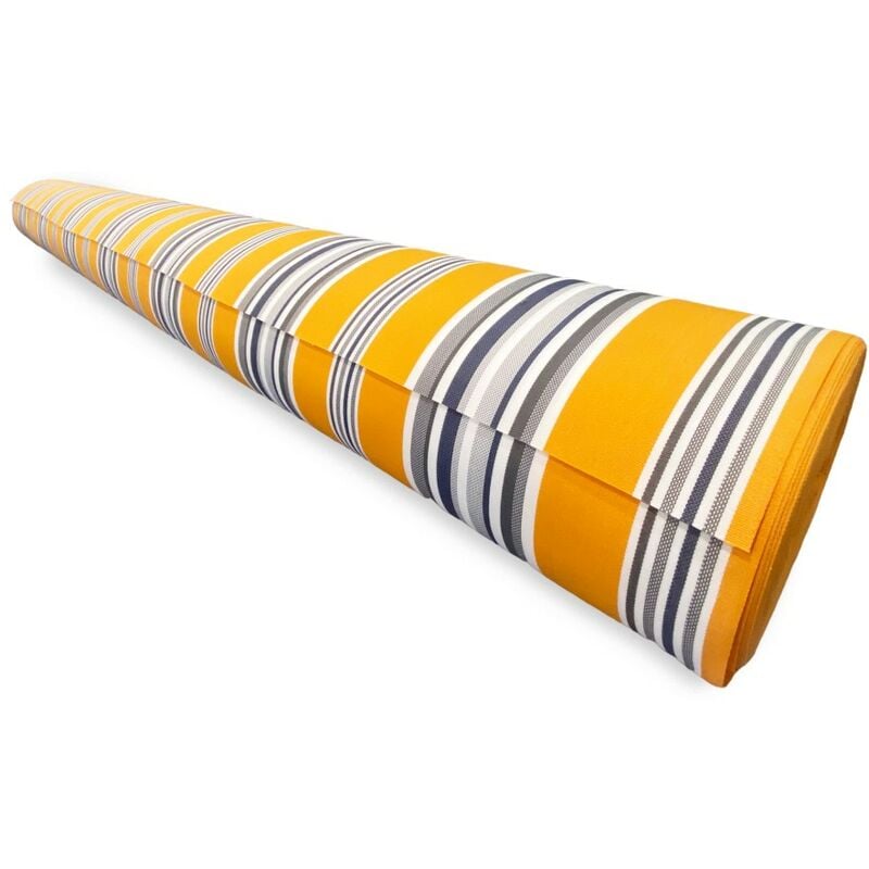 foto del prodotto tessuto vertigo tenda da sole impermeabile 100 poliestere h 150 cm, venduto a metro ideale per esterni, gazebo, verande righino giallo
