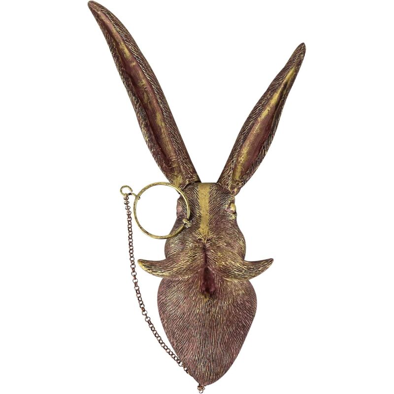foto del prodotto testa di animale scultura da parete, decorazione da parete, coniglio cervo orso volpe testa di topolino con occhiali ciondolo animale in resina c
