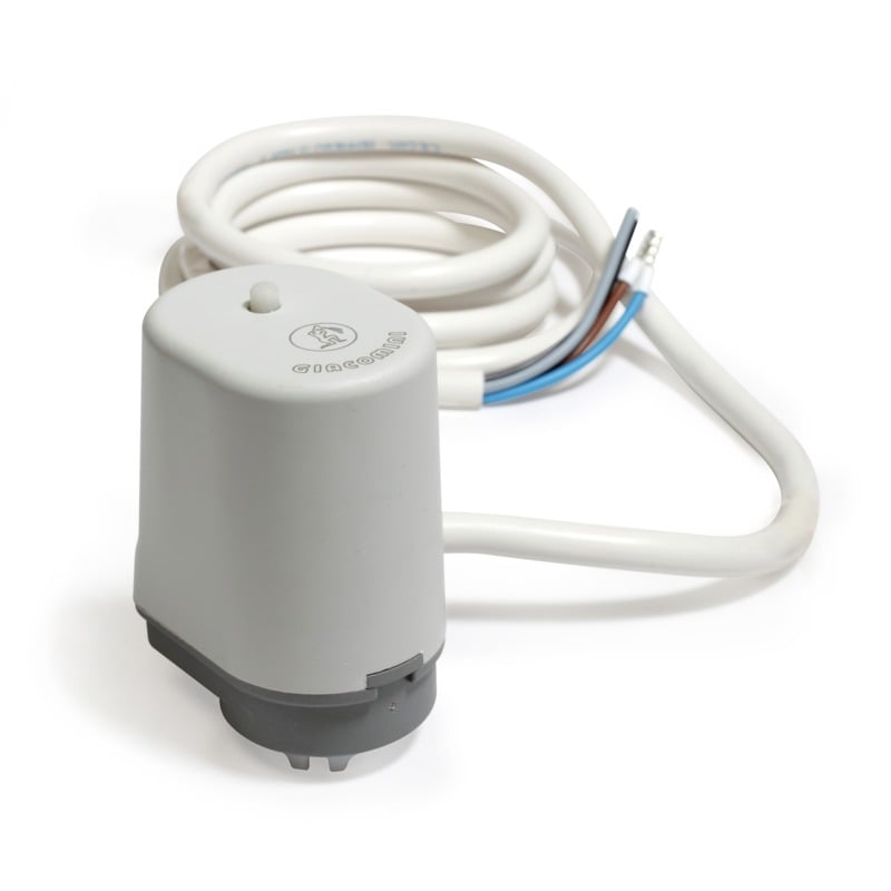 foto del prodotto testa elettrotermica normalmente aperta con microinterruttore giacomini r478m 24v