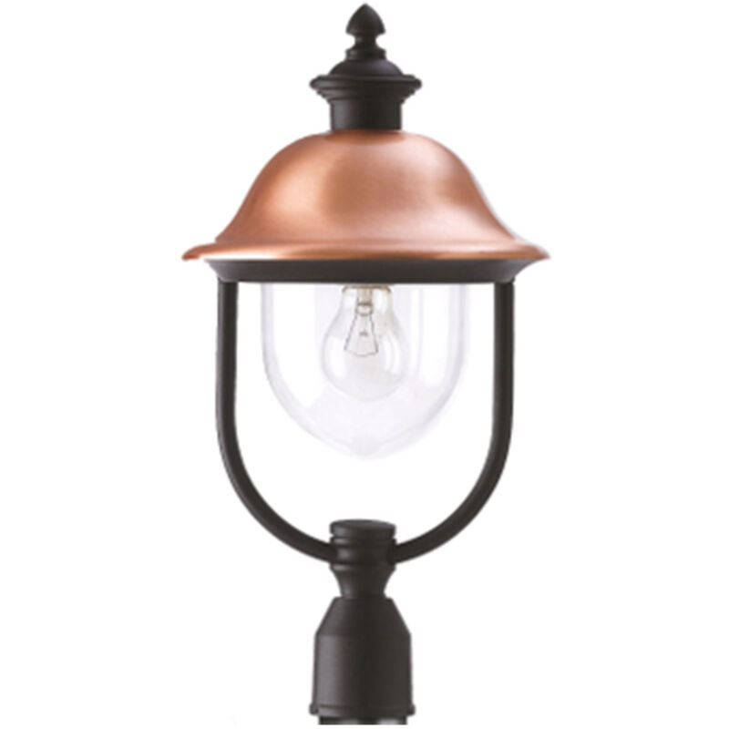 foto del prodotto testa palo esterno classico tatum alluminio nero rame 1 luce e27 ip44