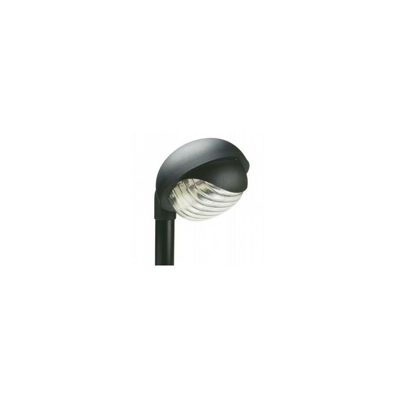 foto del prodotto testa palo in termoplastico con diffusore in vetro stampato dimensioni 60mm x 155mm alimentazione 230v potenza massima 60w nero
