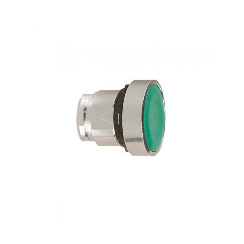 foto del prodotto testa pulsante verde a filo ghiera solo testa zb4ba schneider
