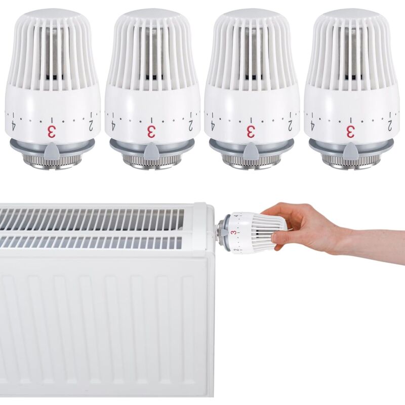foto del prodotto testa valvola termostatica per radiatore, 4 pezzi testa valvola termostatica per radiatore m30 x 1,5, testa di ricambio per valvola termostatica per