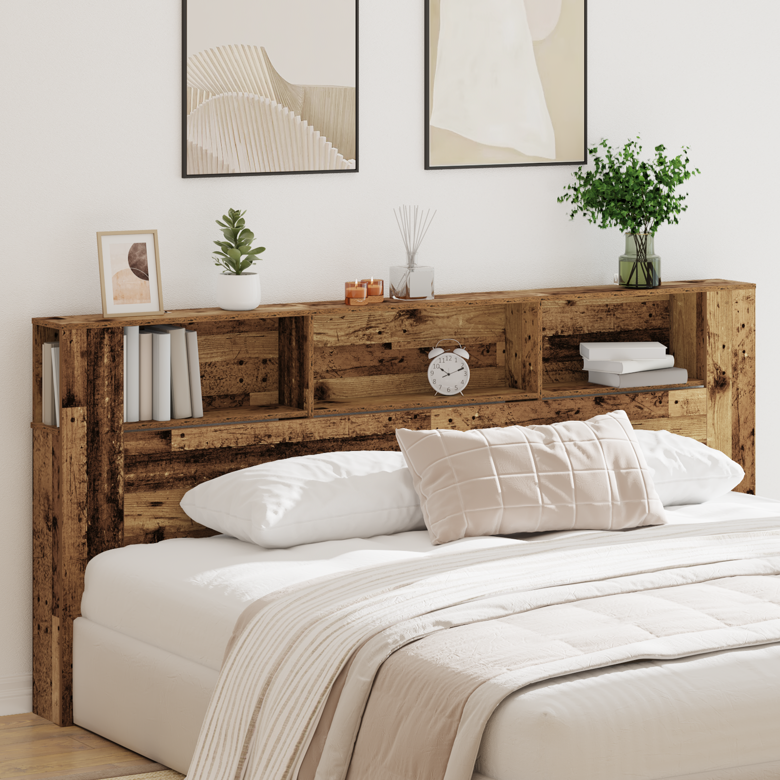 foto del prodotto testata con armadio legno antico 220x18,5x104,5 cm