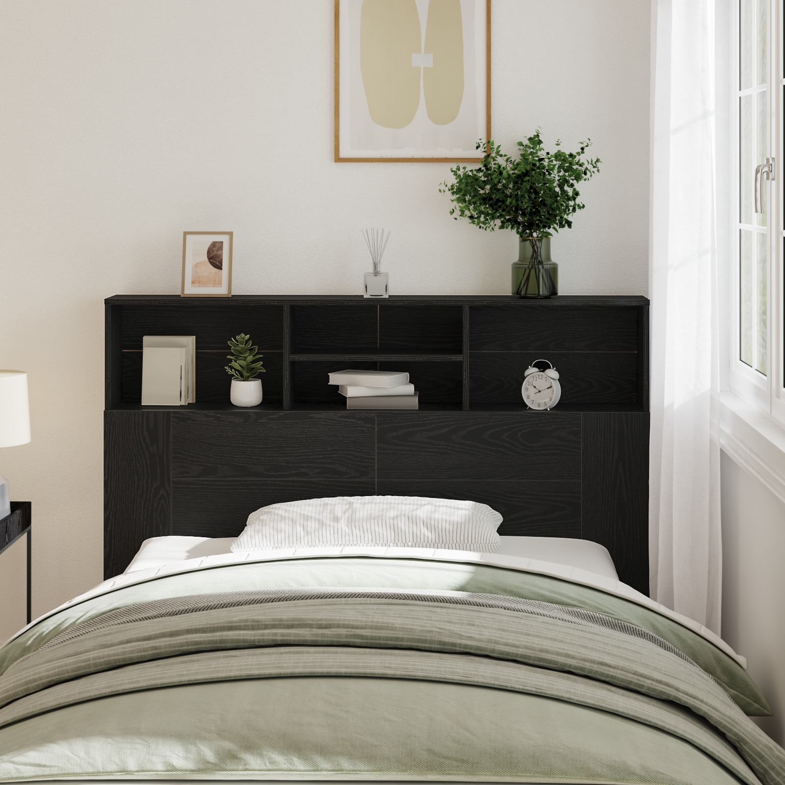 foto del prodotto testata del letto con testiera rovere nero 140 x 19 x 103.5 cm vidaxl
