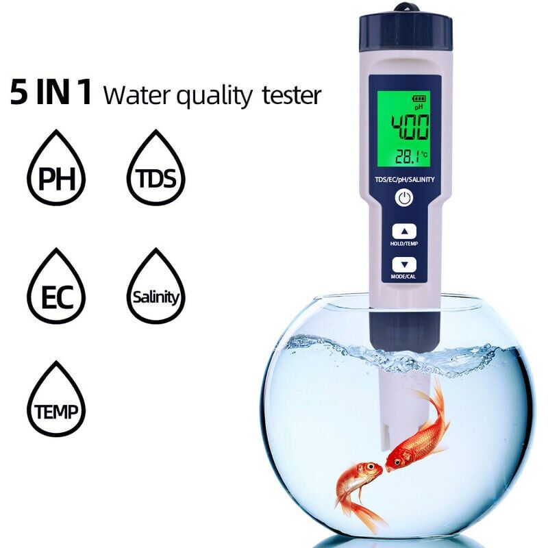 foto del prodotto tester della qualit dell acqua 5 in 1 misuratore digitale analizzatore della qualit dell acqua rilevatore ph tds ec test di temperatura salinit 