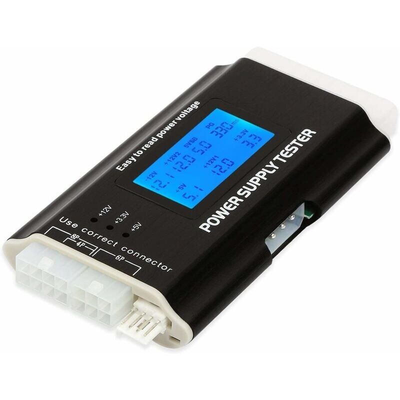 foto del prodotto tester di alimentazione pc per computer 20 24 4 6 8 pin per atx, itx, btx, pci e, sata, hdd colore nero