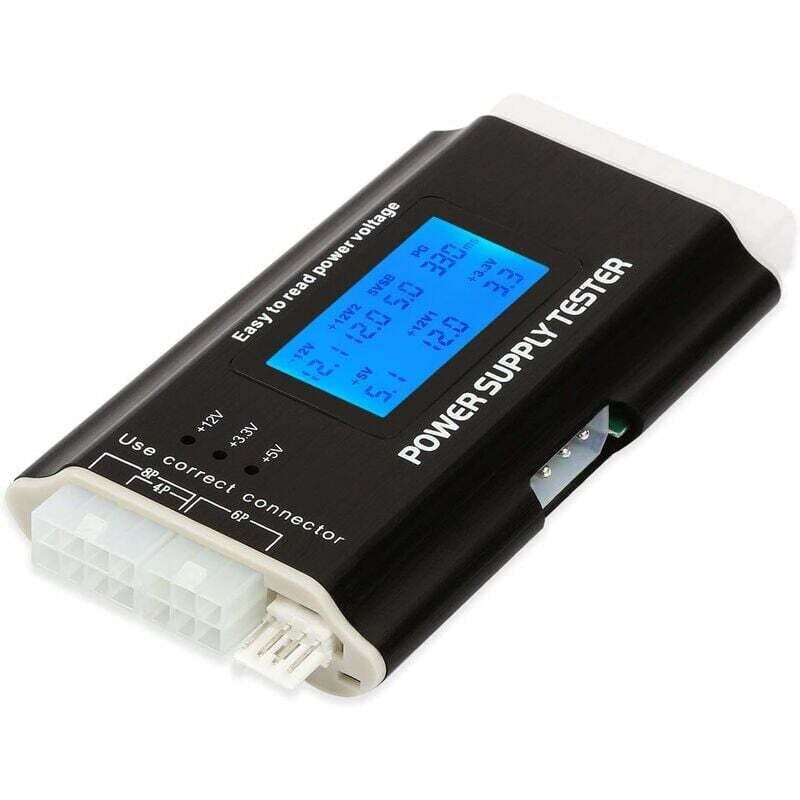 foto del prodotto tester di alimentazione per pc per computer 20 24 4 6 8 pin per atx, itx, btx, pci e, sata, hdd colore nero