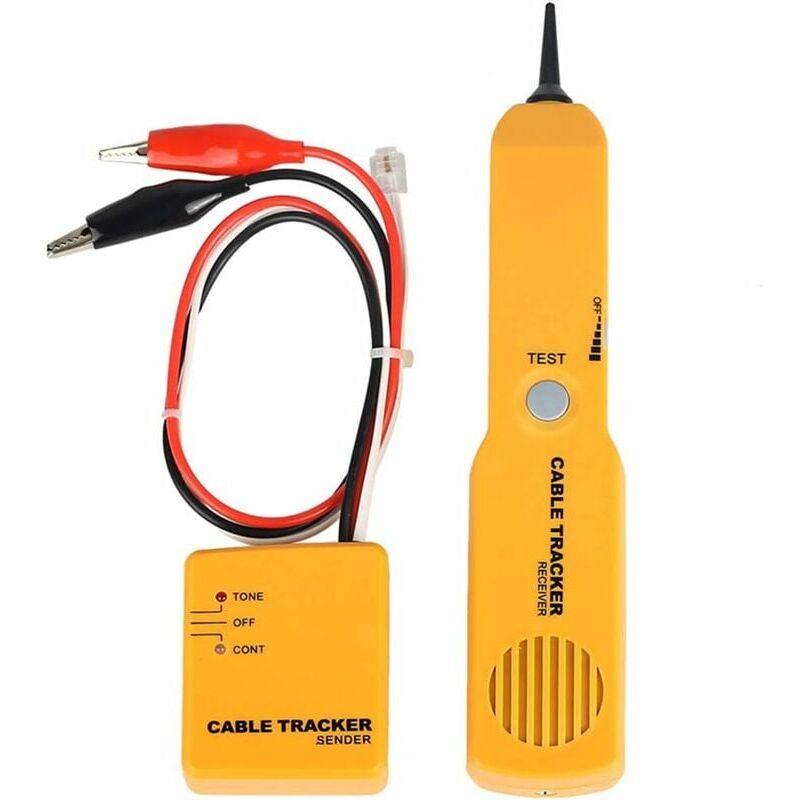 foto del prodotto tester di circuiti, tracciacavi e generatore di toni, tester per cavi di rete con presa rj 11, rilevatore e localizzatore di fili e cavi, test di