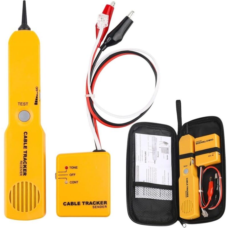 foto del prodotto tester di circuito, rilevatore di cavi e generatore di toni, tester di cavi di rete rj 11 jack, trova e localizza fili e cavi, verifica la continuit 