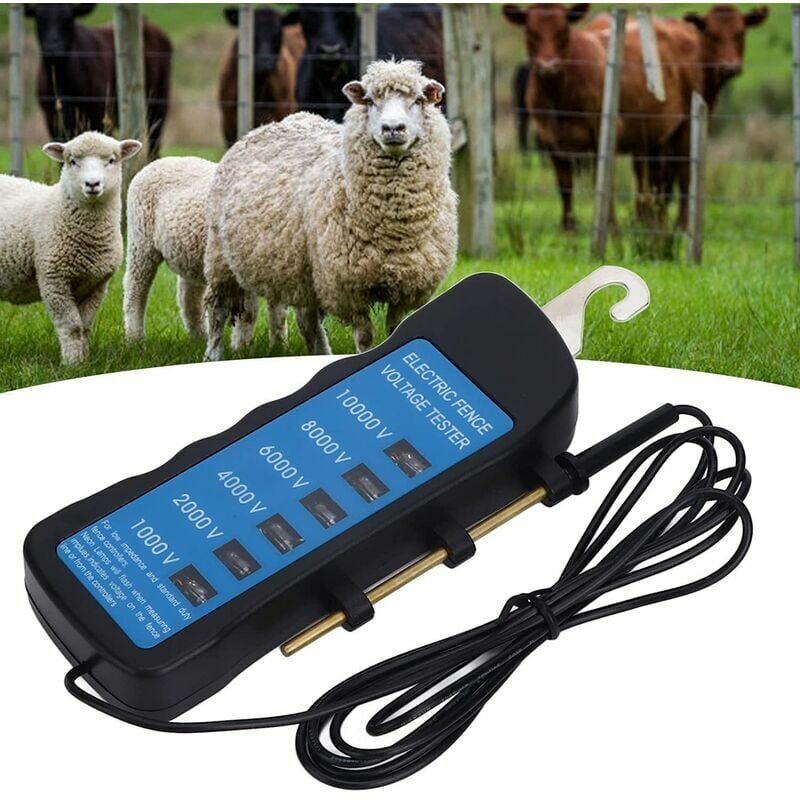 foto del prodotto tester di tensione per recinti elettrici ulisem, portatile con 6 luci per rilevare la tensione del recinto, ideale per attrezzature agricole, recinti