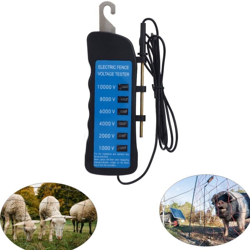 foto del prodotto tester di tensione , tester di tensione senza contatto da 10000 v, tester di recinzione elettrica con morsetto tascabile per test di tensione di