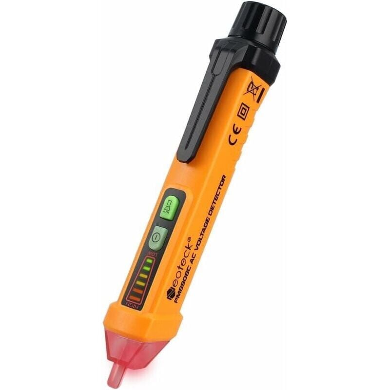 foto del prodotto tester elettrico, rilevatore di tensione senza contatto 12-1000 v, test filo fase neutro, cicalino con luce e suono, torcia elettrica, ca 50-500 hz,