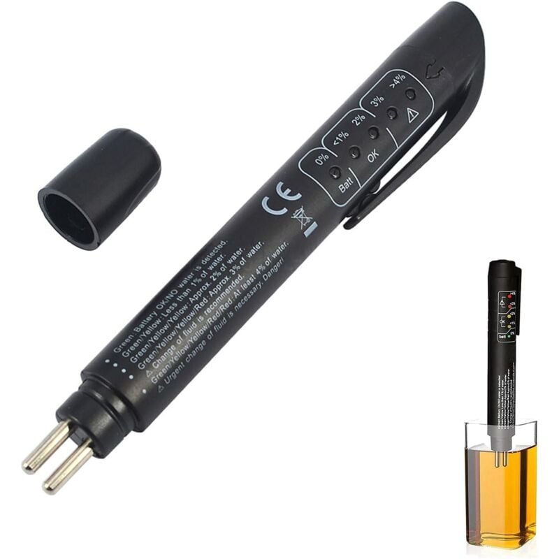 foto del prodotto tester liquido freni, tester liquido freni auto, penna tester liquido freni, tester liquido freni digitale, display a 5 led, tester auto per dot3,