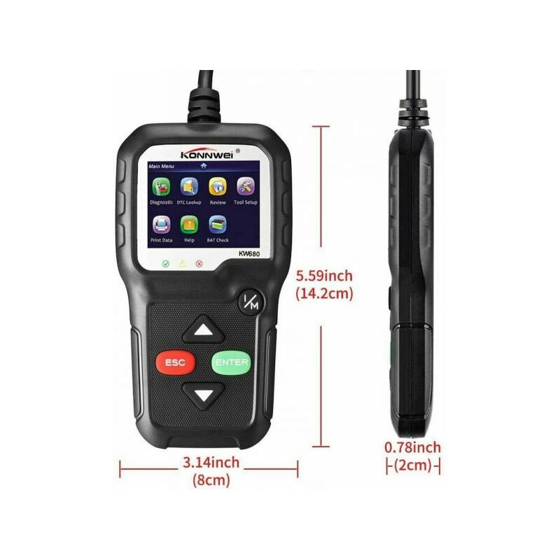 foto del prodotto tester obdii obd2 eobd ii scanner kw680 lettore codice diagnostica centralina