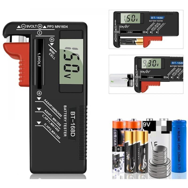foto del prodotto tester per batterie digitale ymyny, tester universale per batterie, tester per batterie, per batterie aa, aaa, c, d, pp3, 9 v, 1,5 v, a bottone
