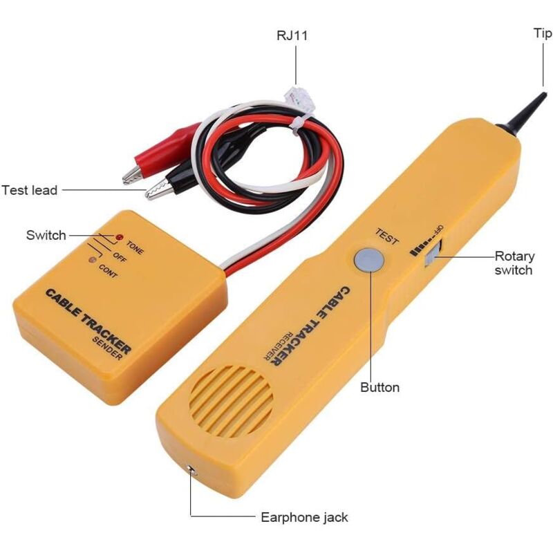 foto del prodotto tester per cavi di rete rilevatore di cavi elettrici localizzatore di linea rj11 per cavi di rete