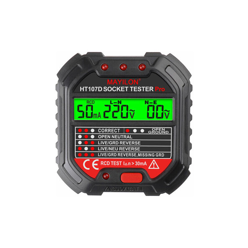 foto del prodotto tester per prese elettriche tester per prese elettriche rilevatore di perdite multifunzionale con display della tensione della presa a muro