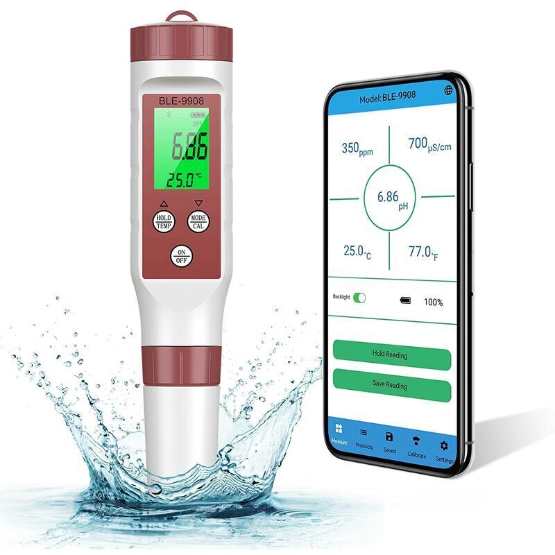 foto del prodotto tester ph misuratore elettronico bluetooth 7 1, tester della qualit dell acqua atc ph tds ec orp sg precisione 0,01 , calibrazione automatica